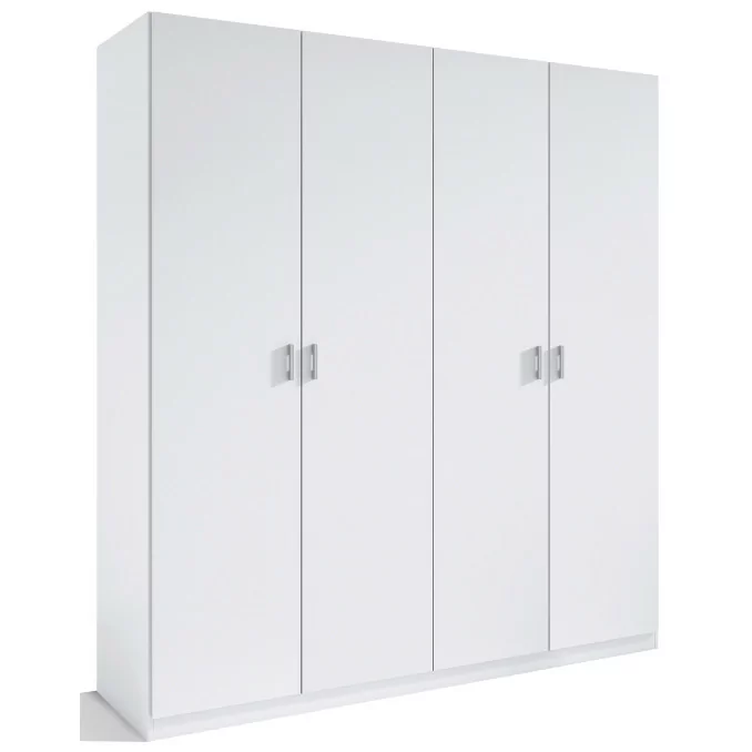 Armario 4 puertas abatibles barato color blanco 160 cm. de ancho.