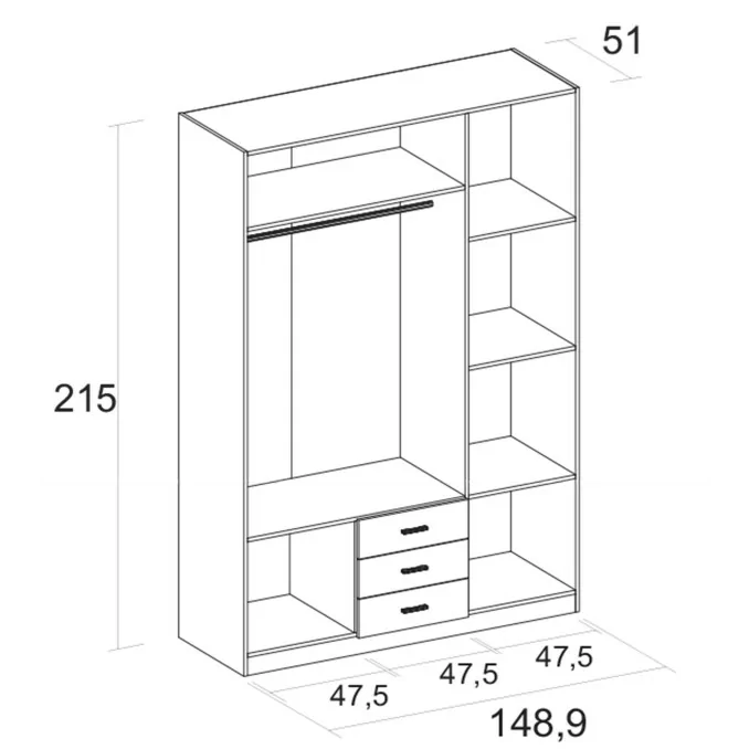 Armario 3 puertas Abenuj