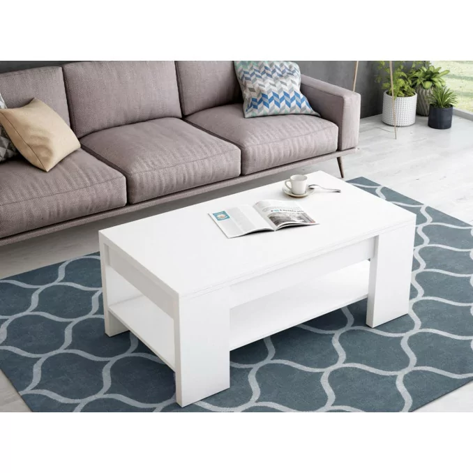 Mesa centro convertible a comedor blanco 110x116