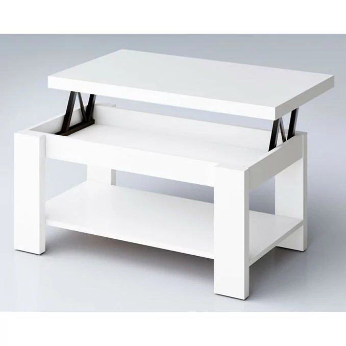 Mesa centro elevable blanco 110x55 cm.