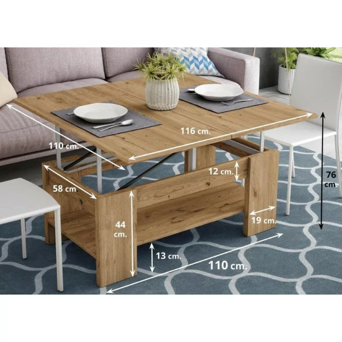 Mesa centro convertible a comedor salermo 110x116