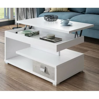 Mesa centro elevable 542 pozzolana-blanco