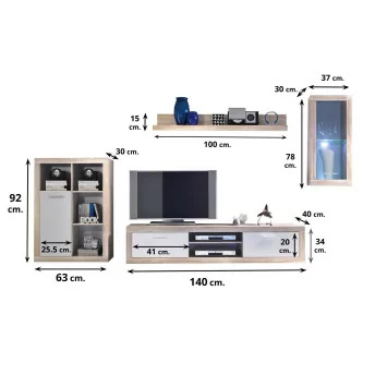 Mueble de salón moderno Vinicius 234 cm. en color sonoma