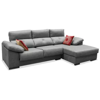 Sofá chaise longue Evoque 280 cm. en color gris cemento