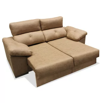 Sofá cama tres plazas Vogue 205 cm. asientos ultra extensibles color piedra