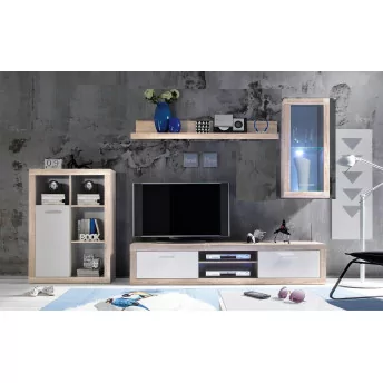 Pack ahorro salón Velázquez - Mueble librería salón + sofá cama + mesa centro elevable