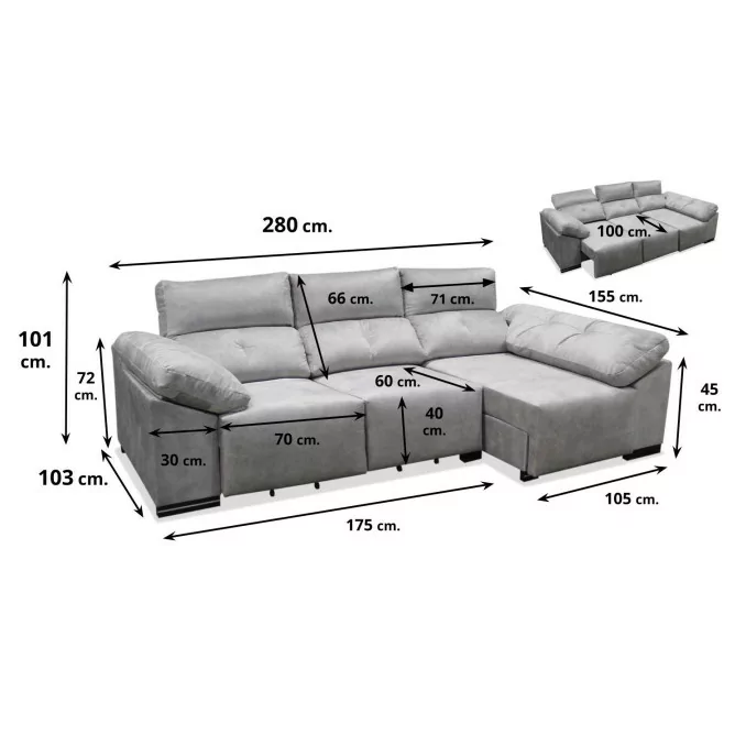 Chaise longue Discovery 280 cm.