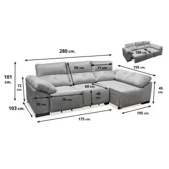 Chaise longue Discovery 280 cm.