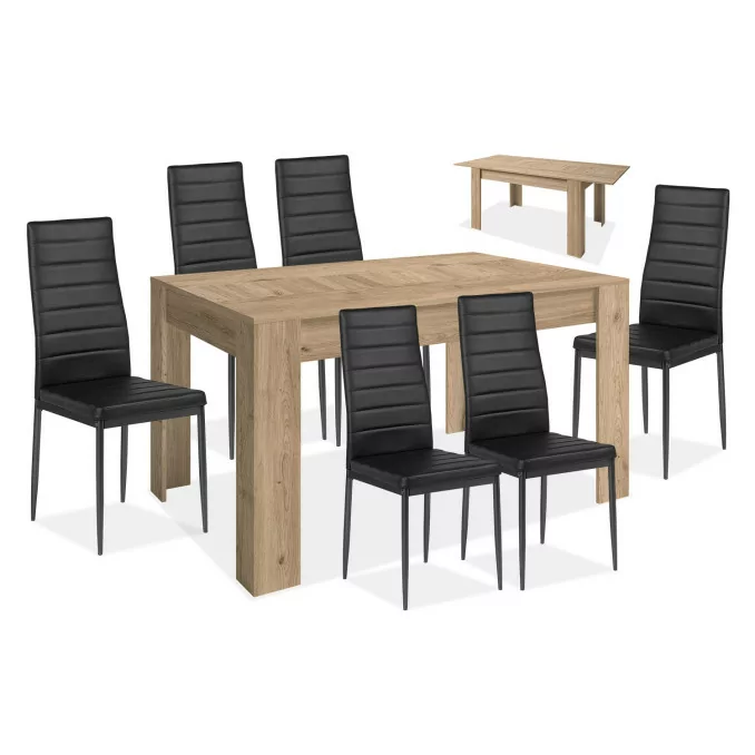 Conjunto mesa y 6 sillas Goya