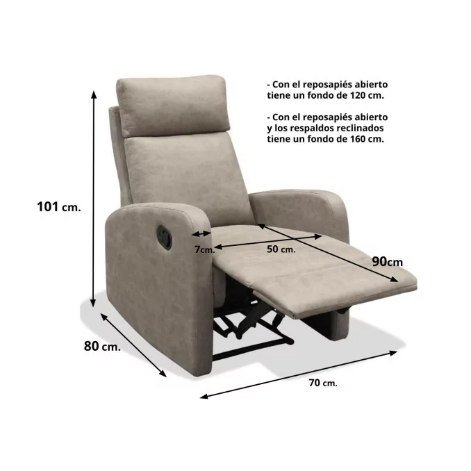 Sillón Relax reclinable manual 3 posiciones Giulia