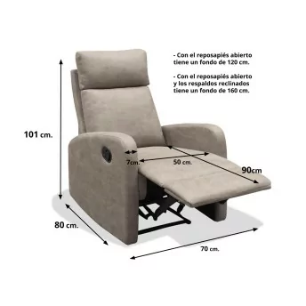 Sillón Relax reclinable manual 3 posiciones Giulia