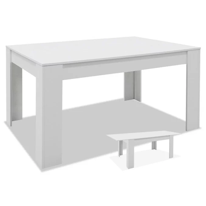 Mesa comedor extensible Bass blanco 140x90 cm.