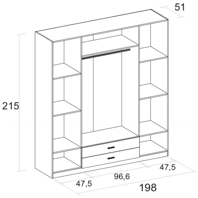 Armario 4 puertas Abenuj blanco