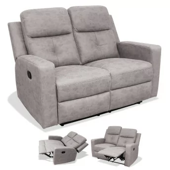 Sofá relax reclinable dos plazas Nadal 136 cm color gris