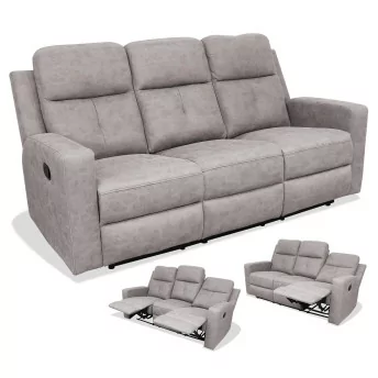 Sofá relax reclinable tres plazas Nadal 190 cm color gris
