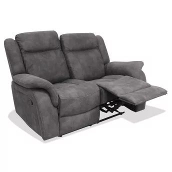 Sofá relax dos plazas 148 cm reclinable Indiana gris oscuro