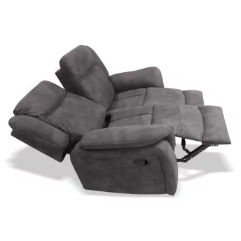 Sofá relax dos plazas 148 cm reclinable Indiana gris oscuro