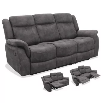 Sofá relax tres plazas 200 cm reclinable Indiana gris oscuro