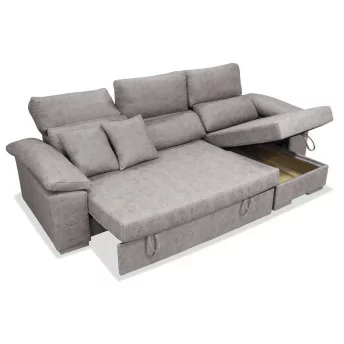 Sofá cama chaise longue derecha Álvaro 265 cm con arcón abatible, cojines no incluidos