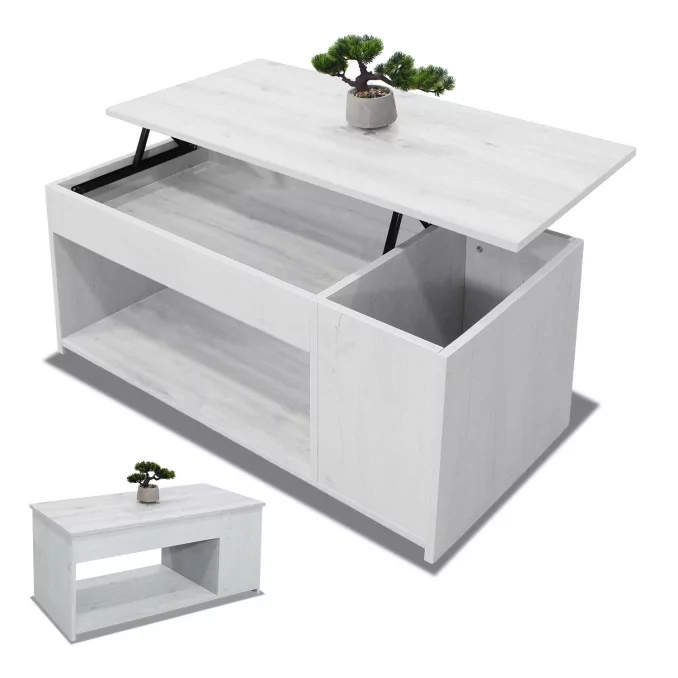 Mesa centro elevable Alonso color polar 102 cm
