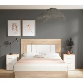 Cabecero y dos mesitas montadas roble