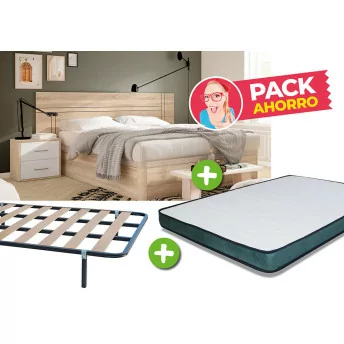 Pack Dormitorio 135x190 Móstoles - Cabecero + 2 mesitas +...