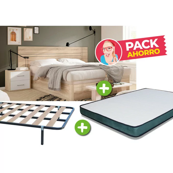 Pack Dormitorio 135x190 Móstoles - Cabecero + 2...