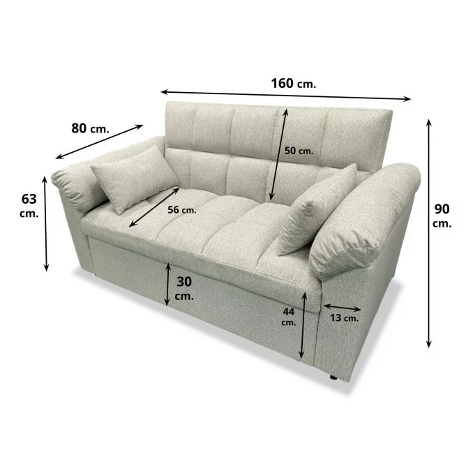Sofá cama de matrimonio 160 cm Oliver beige