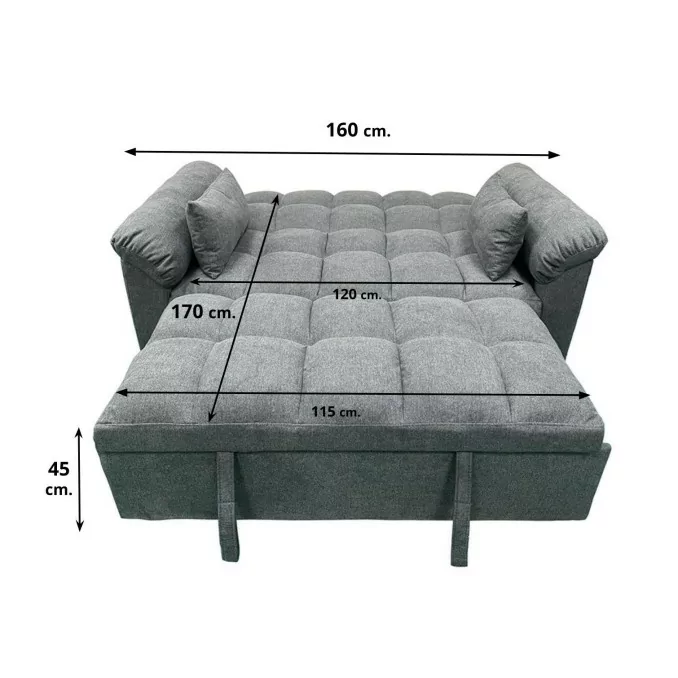 Sofá cama de matrimonio 160 cm Oliver gris