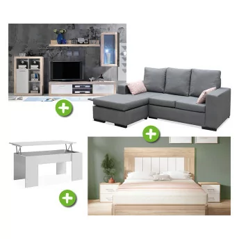 Pack piso completo Serrano (Mueble de sala, chaiselongue,...