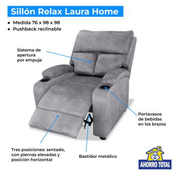 Sillón reclinable relax manual Laura Home