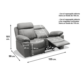 Sofá relax 2 plazas Málaga 155 cm