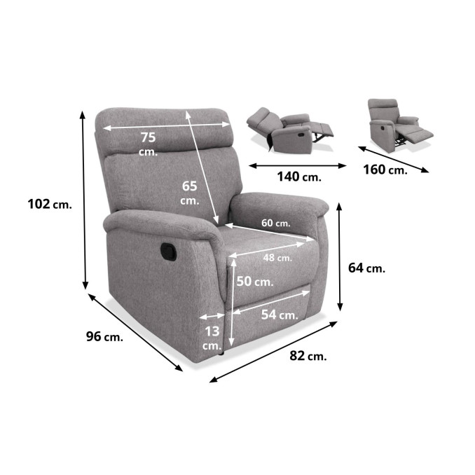Sillón relax reclinable manual Texas color tierra