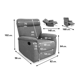 Sillón relax reclinable manual Texas gris