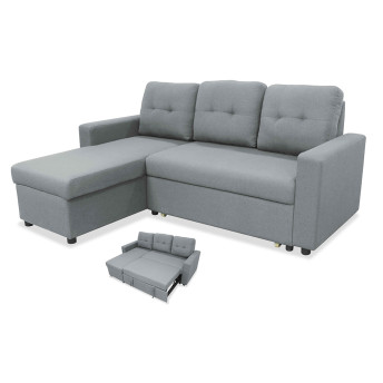 Sofá chaise longue cama Cruces 200 cm gris