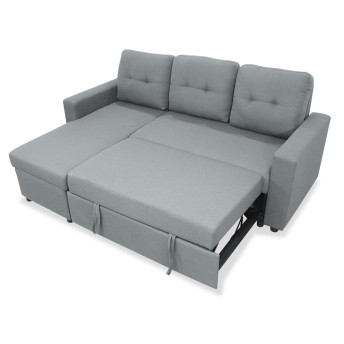 Sofá chaise longue cama Cruces 200 cm gris