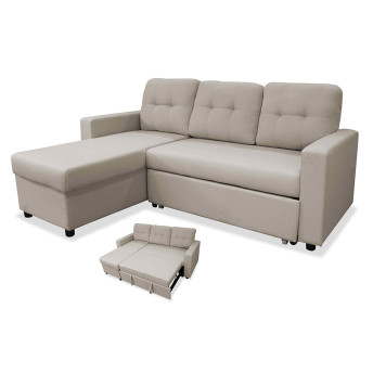 Sofá chaise longue cama Cruces 200 cm beige