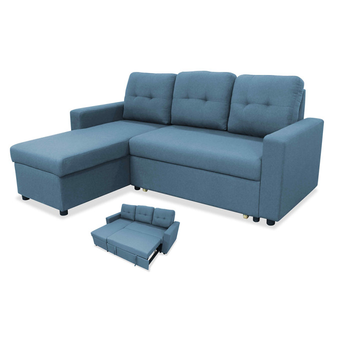 Sofá chaise longue cama Cruces 200 cm azul