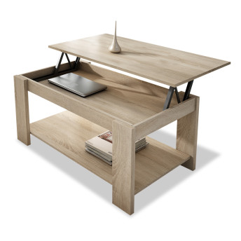 Mesa centro elevable New Belén 100x50x50 color roble