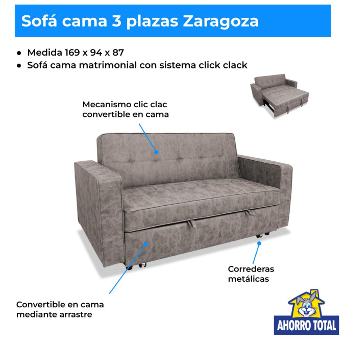 Sofá cama 3 plazas Zaragoza 160 cm