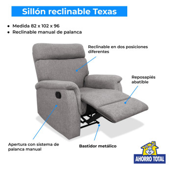 Sillón relax reclinable manual Texas color tierra