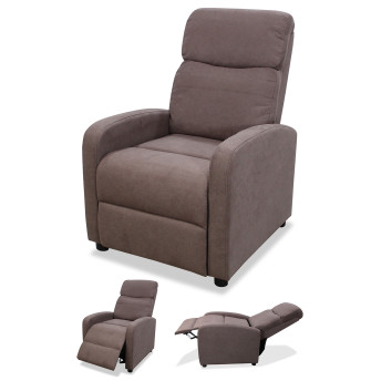 Sillón relax pushback reclinable Boom color moka gris