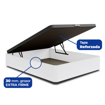 Canapé 150x200 abatible 30mm. con base tapizada blanco Berlín