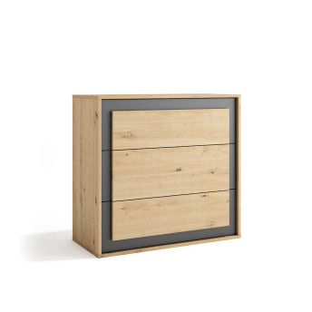 Cómoda 3 cajones montada roble Atenea