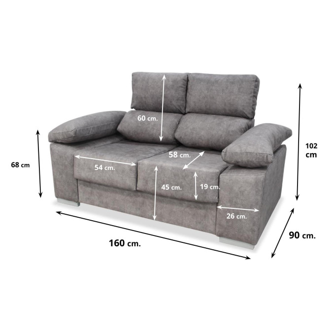 Sofá dos plazas Álvaro 160 cm reposacabezas...