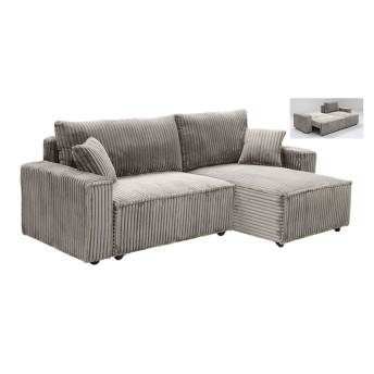 Sofá cama chaise longue de pana Fausto 234 cm