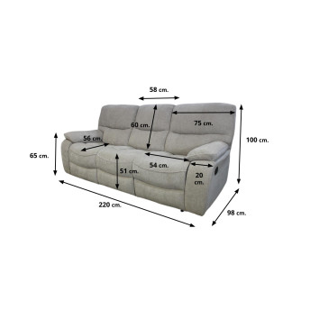 Sofá relax tres plazas Huracán 220 cm.