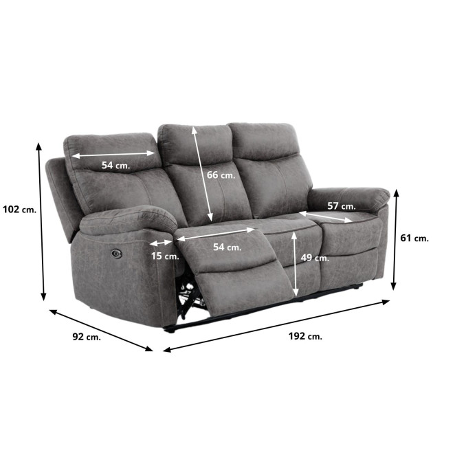 Sofá relax eléctrico 3 plazas 192 cm Afflec