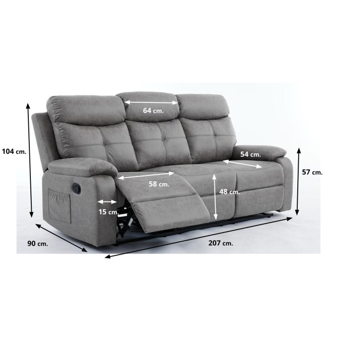 Sofá relax 3 plazas 207 cm manual Cruise