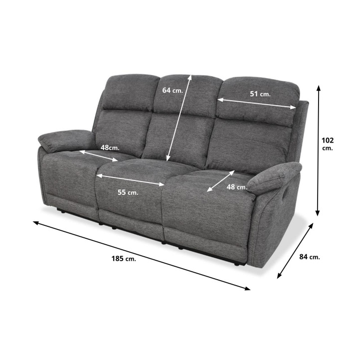 Sofá relax tres plazas Di Caprio 185 cm